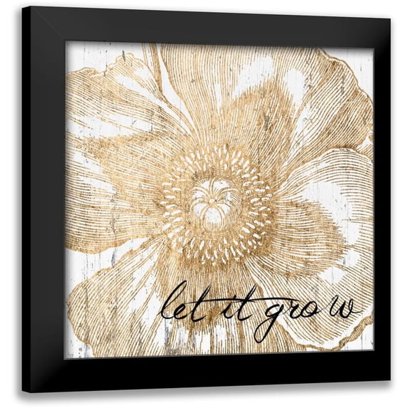 Fagalde, Jarman 12x12 Black Modern Framed Museum Art Print Titled - Metallic Floral Quote III