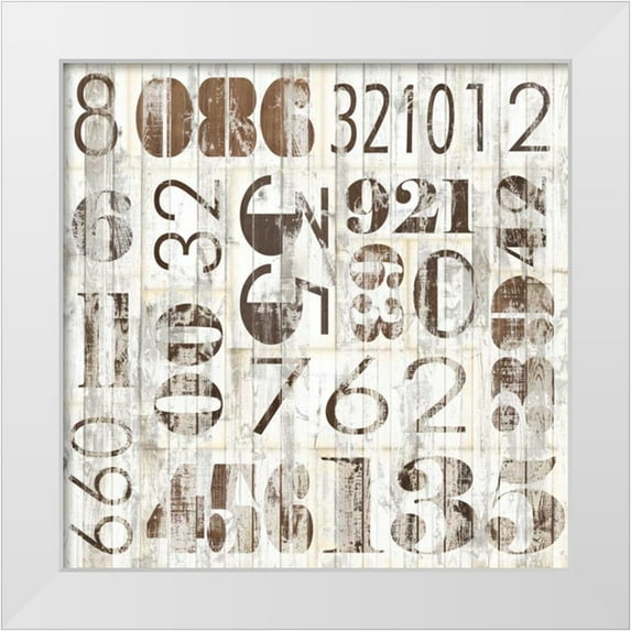 Fagalde, Jarman 12x12 White Modern Wood Framed Museum Art Print Titled - Weathered Numbers I