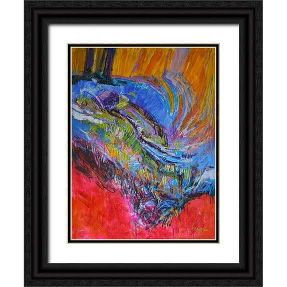 Fagan, Dorothy 25x32 Black Ornate Wood Framed with Double Matting Museum Art Print Titled - Vibrant Flow II