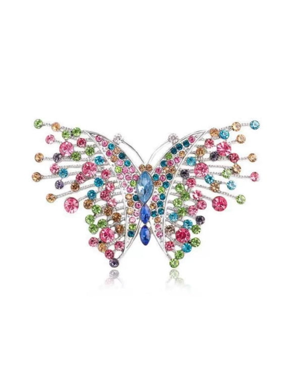 Fahion Inlaid Rhinestone Colorful Butterfly Brooch for Women Insect Lapel Pin Brooches Banquet Party Backpack Gifts Jewelry Accessories