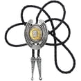 thumbnail image 1 of Fahion Western Cowboy Tie Initial Letter A in Round Flower Cowboy with Leather Rope Bolo Tie, 1 of 1