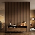 thumbnail image 1 of Fahomiss Asymmetric Acoustic Wood Slat Wall Tiles 4-Pack 24"x24", Walnut 3D Linear Panels, 1 of 10