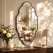 Fahomiss Modern 24" x 36" Bathroom Wall Mirrors - Vintage Scalloped Wall Mounted Mirrors for Wall Art Decor, Home Mirrors for Wall W/ Aluminum Frame for Bedroom