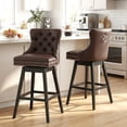 thumbnail image 1 of Fahomiss Swivel Bar Stools Counter Height Set of 2, 26" Faux Leather Kitchen Island Stools with Back, Brown, 1 of 10