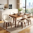 thumbnail image 1 of Fahomiss Swivel Dining Chairs Set of 4, Mid-Century Modern White Leather Kitchen Chairs with Bentwood Legs, 1 of 7