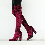 Fahrenheit Over the Knee Women's High Heel Boots in Purple
