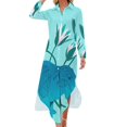 thumbnail image 1 of Faience Hippo - Floral Artefacts Long Sleeved Shirt Dress prom clothes Dresses long sleeve dress, 1 of 7
