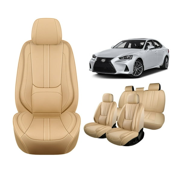 Faifani Car Seat Covers Full Set For Lexus For ES350 2007-2024 2025, Waterproof Nappa Leather Auto Seat Protectors with Lumbar Support, Luxury Automotive Interior Accessories