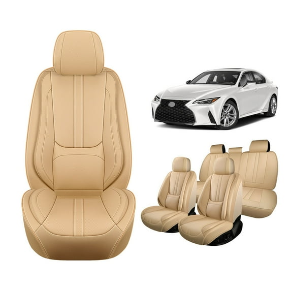 Faifani Car Seat Covers Full Set For Lexus For IS250 2006-2020, Waterproof Nappa Leather Auto Seat Protectors with Lumbar Support, Luxury Automotive Interior Accessories