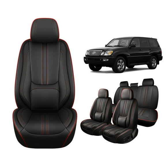 Faifani Car Seat Covers Full Set For Lexus For LX470, Waterproof Nappa Leather Auto Seat Protectors with Lumbar Support, Luxury Automotive Interior Accessories