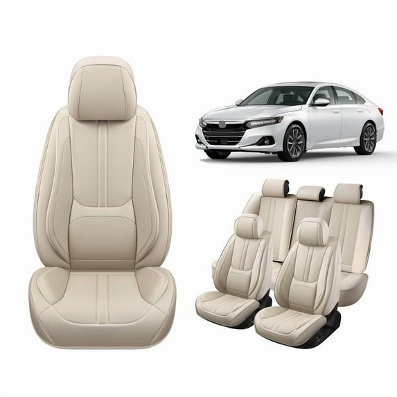 Faifani Car Seat Covers For Honda For Accord 2005-2024 2025, Waterproof Nappa Leather Auto Seat Protectors with Lumbar Support, Luxury Automotive Interior Accessories