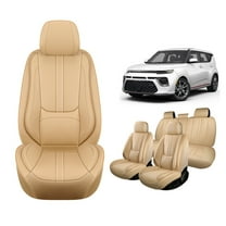 Faifani Car Seat Covers For KIA For Soul 2010-2024 2025, Waterproof Nappa Leather Auto Seat Protectors with Lumbar Support, Luxury Automotive Interior Accessories
