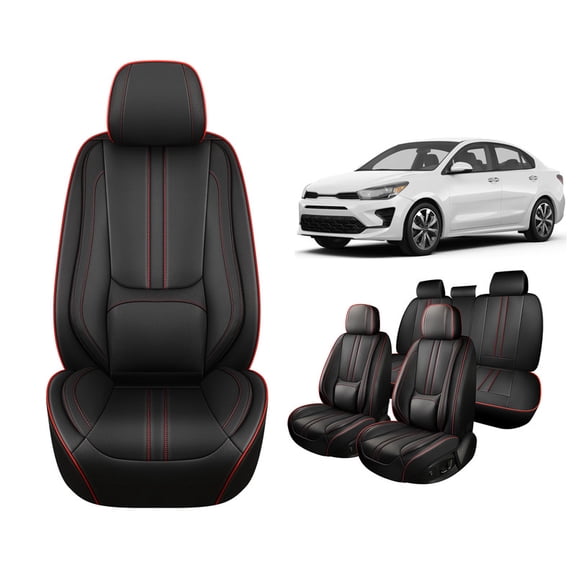 Faifani Car Seat Covers For Kia For Rio 2013-2024 2025, Waterproof Nappa Leather Auto Seat Protectors with Lumbar Support, Luxury Automotive Interior Accessories
