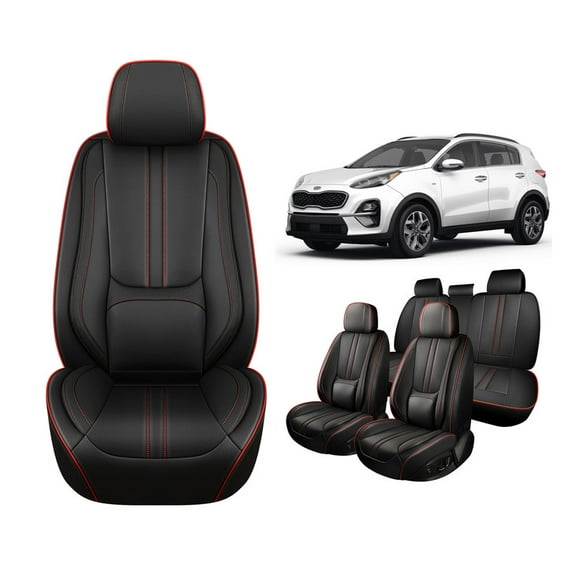 Faifani Car Seat Covers For Kia For Sportage 2009-2024 2025, Waterproof Nappa Leather Auto Seat Protectors with Lumbar Support, Luxury Automotive Interior Accessories