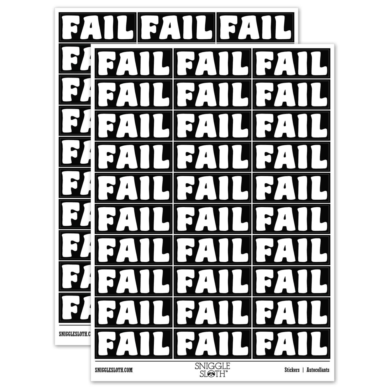 Fail Bold Text Test Inspection Sticker Set Black Gloss Finish 1.