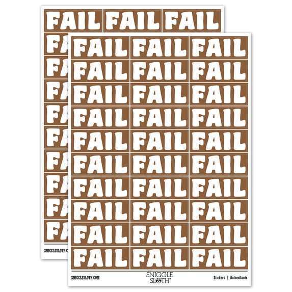 Fail Bold Text Test Inspection Sticker Set - Brown - Matte Finish - 1.75" Medium