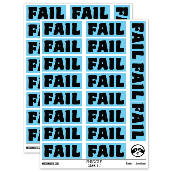 Fail Bold Text Test Inspection Sticker Set - Light Blue - Matte Finish - 2.00" Large