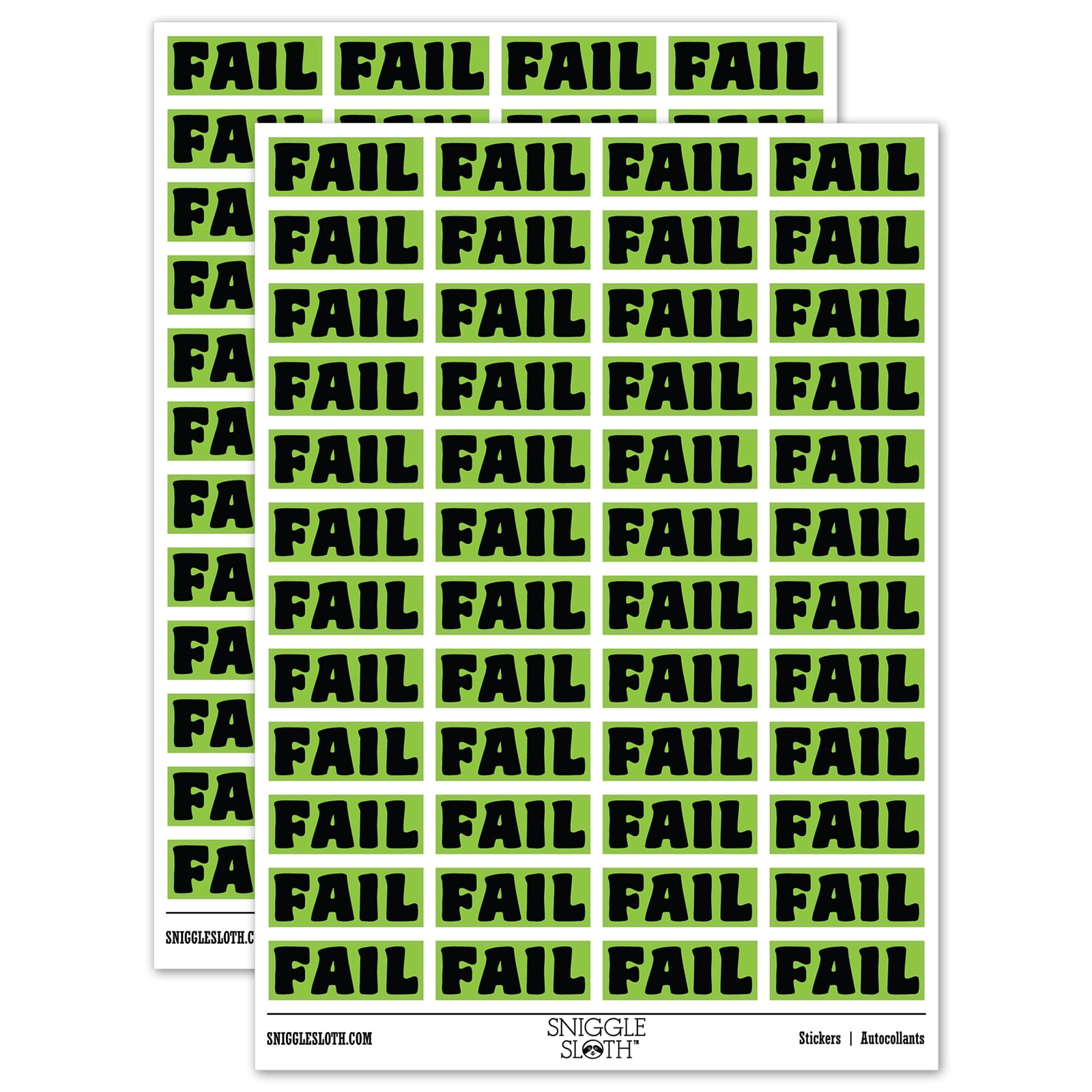 Fail Bold Text Test Inspection Sticker Set - Light Green - Matte Finish ...