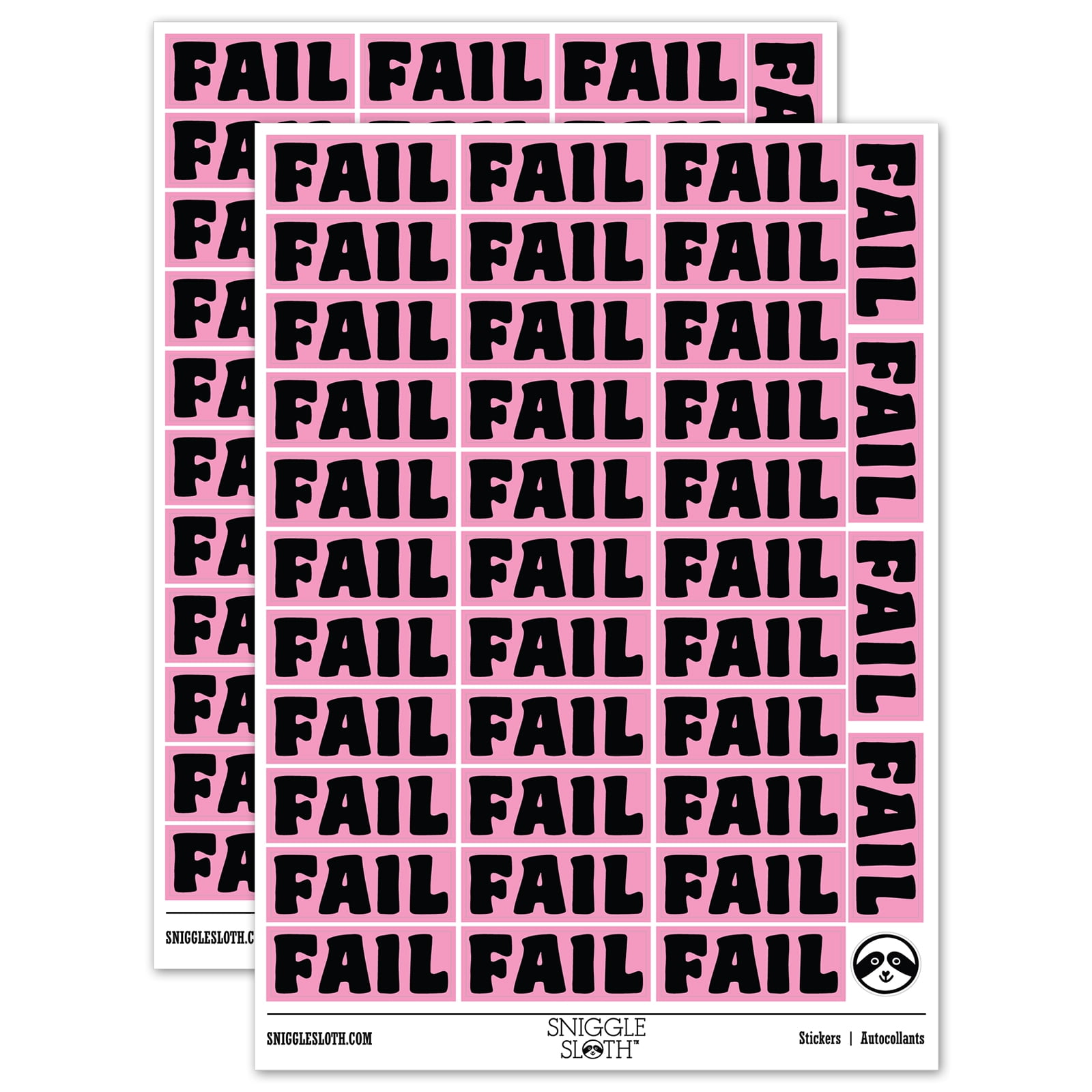 Fail Bold Text Test Inspection Sticker Set - Light Pink - Gloss Finish ...