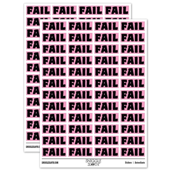 Fail Bold Text Test Inspection Sticker Set - Light Pink - Matte Finish - 1.25" Mini