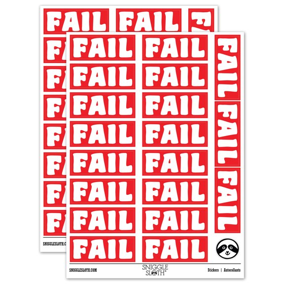 Fail Bold Text Test Inspection Sticker Set - Red - Matte Finish - 2.00" Large