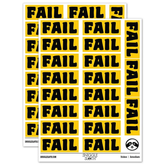 Fail Bold Text Test Inspection Sticker Set - Yellow - Gloss Finish - 2.00" Large