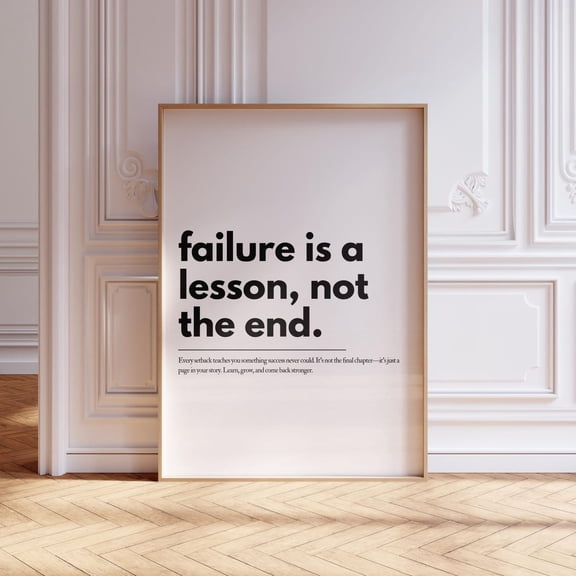 Failure Is a Lesson Motivational Quote Wall Art, Stretched Canvas Size 8x12