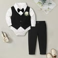 thumbnail image 1 of Fainosmny Baby Boy Clothes Suits Tuxedo Gentleman Outfits Formal Dress Shirt+Vest+Pants Baby Suit Sets Boys Outfits&Set Black 70/(3-6 Months), 1 of 5