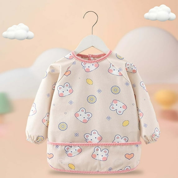 Fainosmny Baby Boys Girls Long For Cartoon Sleeved Toddler Sleeve Soft Bibs Baby Care Baby Bibs & Burp Cloths Pink 15/(12-24 Months)