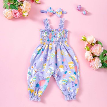 Fainosmny Baby Girl 2 Piece Outfit Set: Lace Straps & Bloomer Romper Elastic Waist All Season Comfort Girls Romper&Jumpsuit 9-12 Months