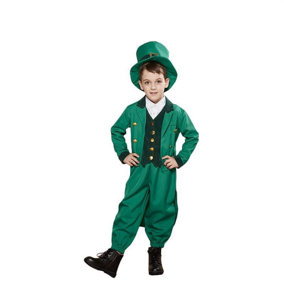 Fainosmny Big Boys Outfits Set St Patrick'S Day Children'S St. Patric. Day Carnival Clothes Polyester Irish Festival New Children'S Suits Party Clothes Performance Props Preemie A 10Y-12Y
