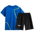 thumbnail image 1 of Fainosmny Boy'S Short Sleeved Running Suit Casual Quick Drying Clothes For Boys And Girls Summer T Shirt Shorts Two Piece Set Boys Outfits&Set Blue 130/(5-6 Years), 1 of 9
