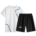 thumbnail image 1 of Fainosmny Boy'S Short Sleeved Running Suit Casual Quick Drying Clothes For Boys And Girls Summer T Shirt Shorts Two Piece Set Boys Outfits&Set White 130/(5-6 Years), 1 of 9