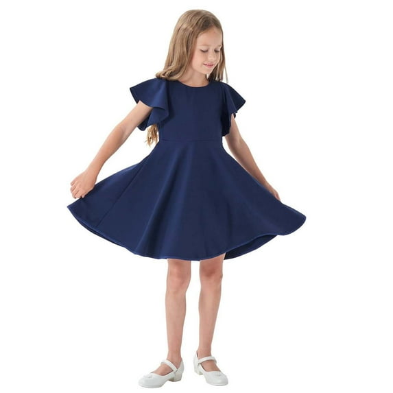 Fainosmny Children'S Mesh Dress Dress Stylish Little Girl Dress Girls Dresses Navy 140/(6-7 Years)