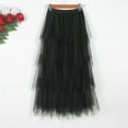 thumbnail image 1 of Fainosmny Gauze Tutu Tulle Skirt For Irregular Mesh Half Length Skirt Women Spring And Summer Multilayer Cake Skirt Poached Long Skirt Black M, 1 of 5