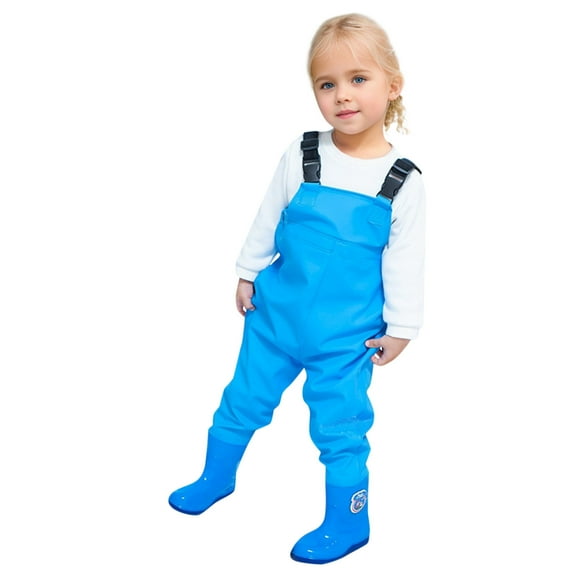 Fainosmny Kids Chest Waders Youth Fishing Waders With Rain Boots Children Wader Water Proof Waders For Boys Girls Blue 3Y-4Y