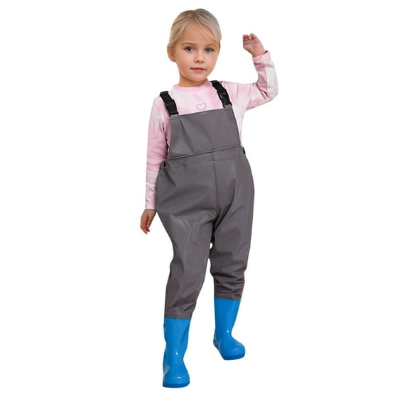 Fainosmny Kids Chest Waders Youth Fishing Waders With Rain Boots Children Wader Water Proof Waders For Boys Girls Grey 8Y-9Y