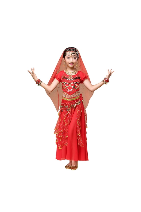 Kids' Girls Belly Dance India Dance Clothes Top+Skirt Cute Everyday for Girls Clothes Outfits