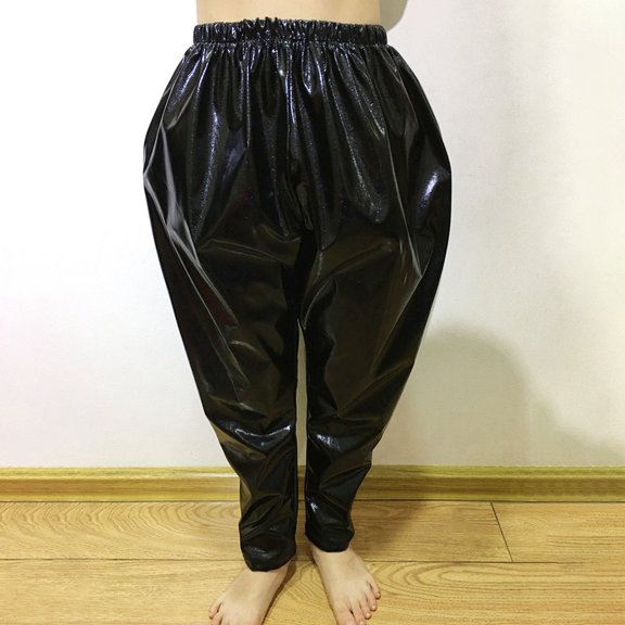 Fainosmny Kids Girls Boys Metallic Harem Dance Pants Loose Fit For Modern Hip Hop Street Funny Dancewear Black 13Y-14Y