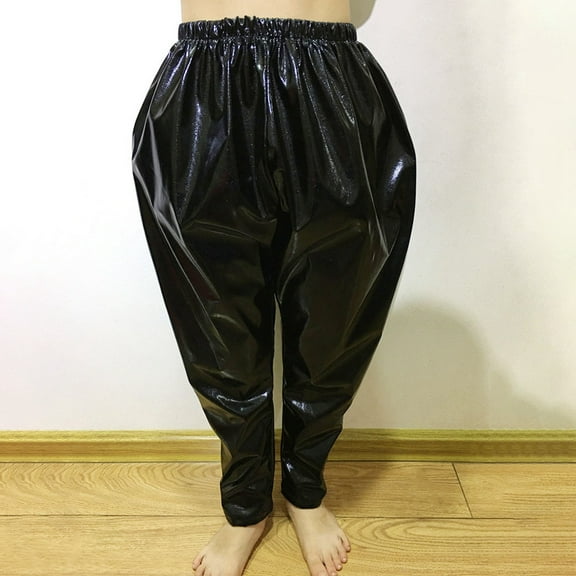 Fainosmny Kids Girls Boys Metallic Harem Dance Pants Loose Fit For Modern Hip Hop Street Funny Dancewear Black 5Y-6Y