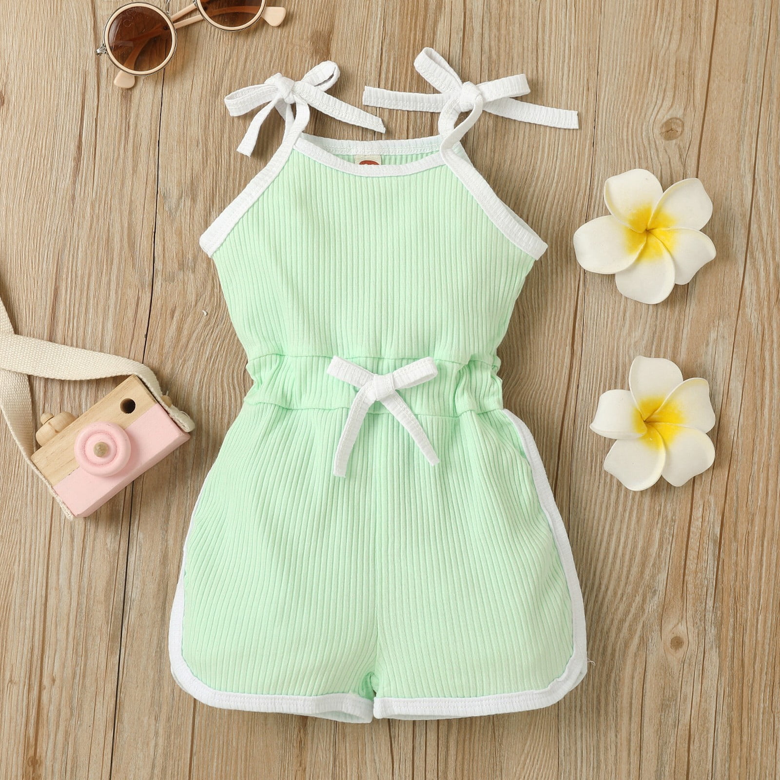 Fainosmny Summer Girl Rompers Toddler Sleeveless Solid Color Girls ...