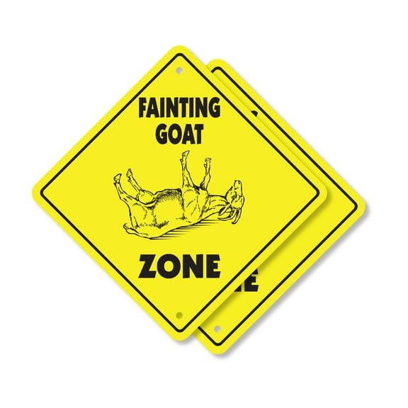 Fainting Goat (2 Pack) Plastic Crossing Sign - 10 Inch X 10 Inch Xing Sign Gift Animal Funny Farm Pet Unique Livestock Rustic Decor Love Quirky Nature