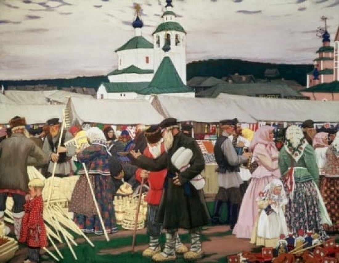 The Fair 1913 Boris Mihajlovic Kustodiev (1878-1927 Russian) Oil On Canvas Museum of Art Nizhni Novgorod Russia Canvas Art - Boris Mihajlovic Kustodiev (24 x 36)