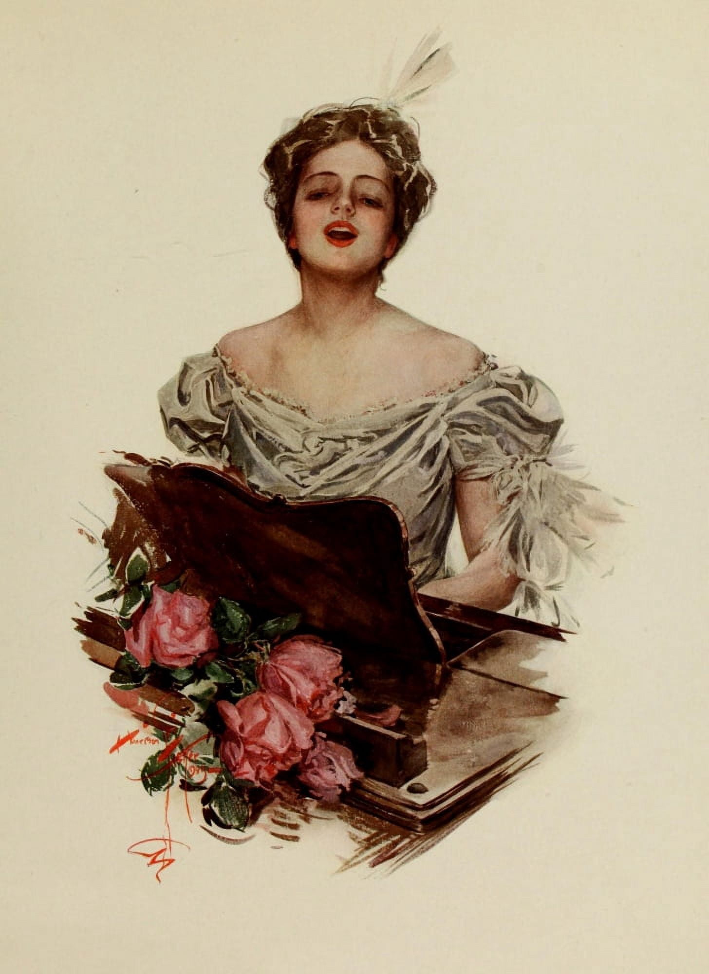 Fair Americans 1911 At the piano Canvas Art - Harrison Fisher (24 x 36)