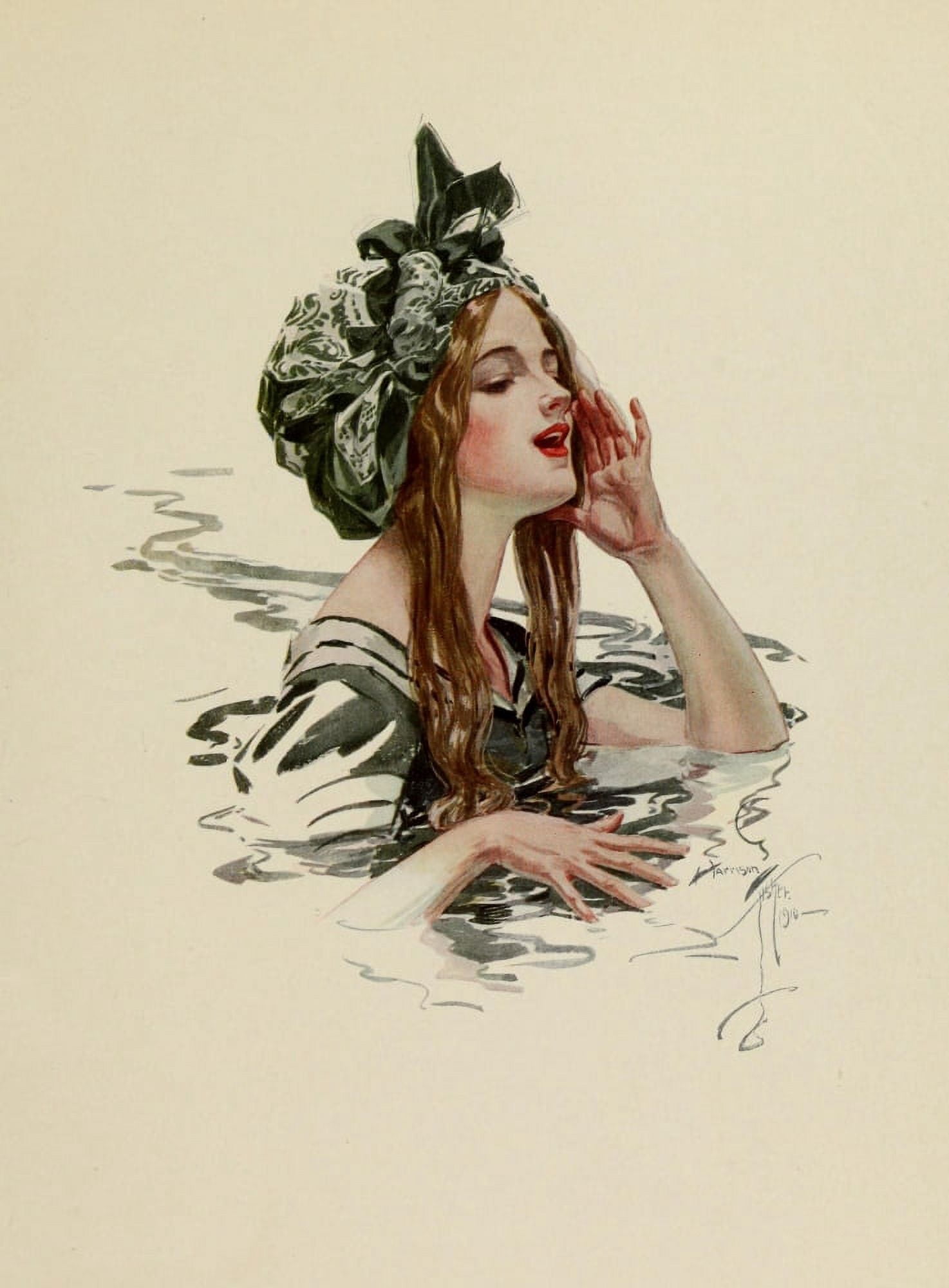 Fair Americans 1911 Come in the waters fine Canvas Art - Harrison Fisher (24 x 36)