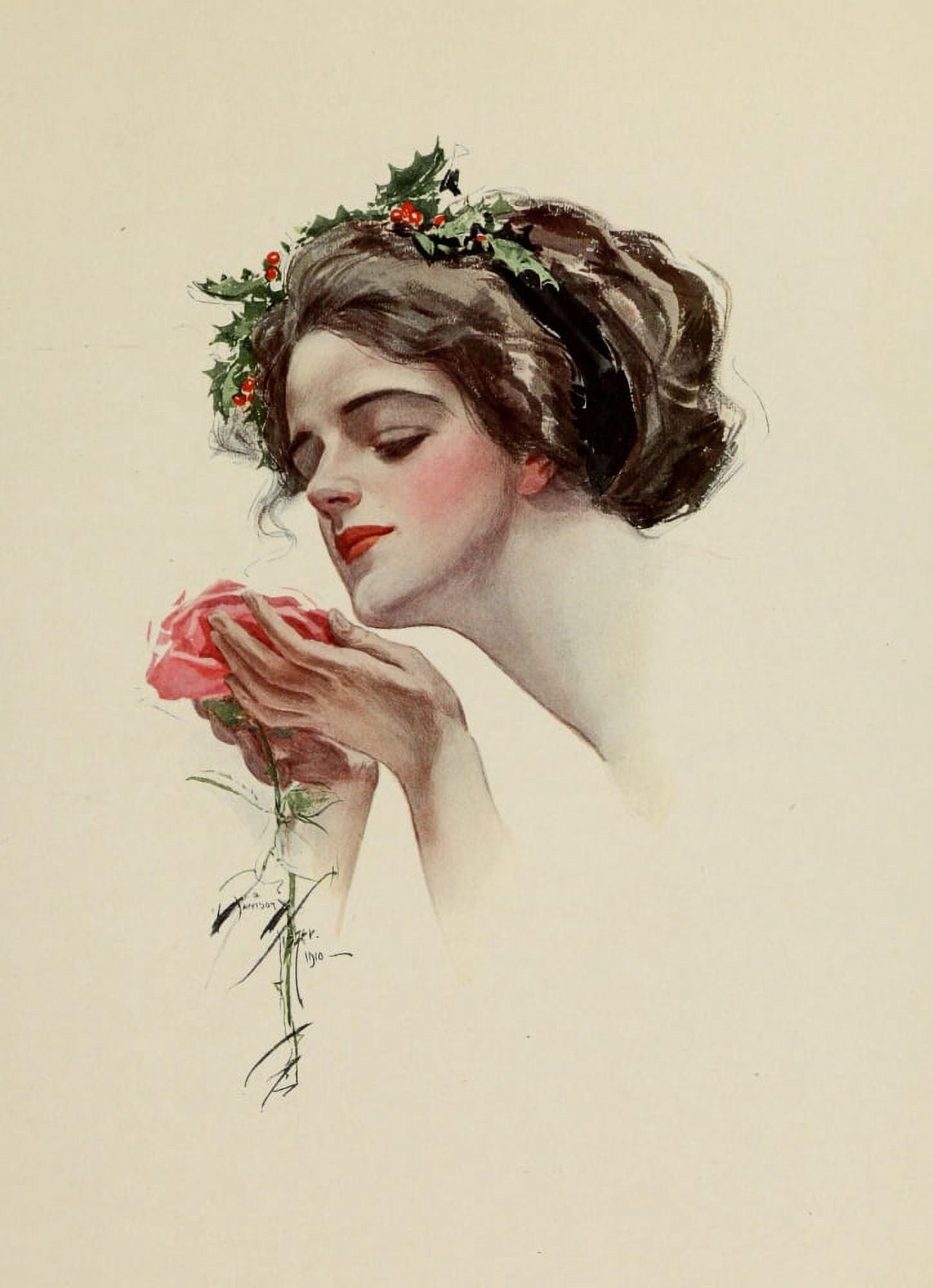 Fair Americans 1911 The Christmas Rose Canvas Art - Harrison Fisher (18 x 24)