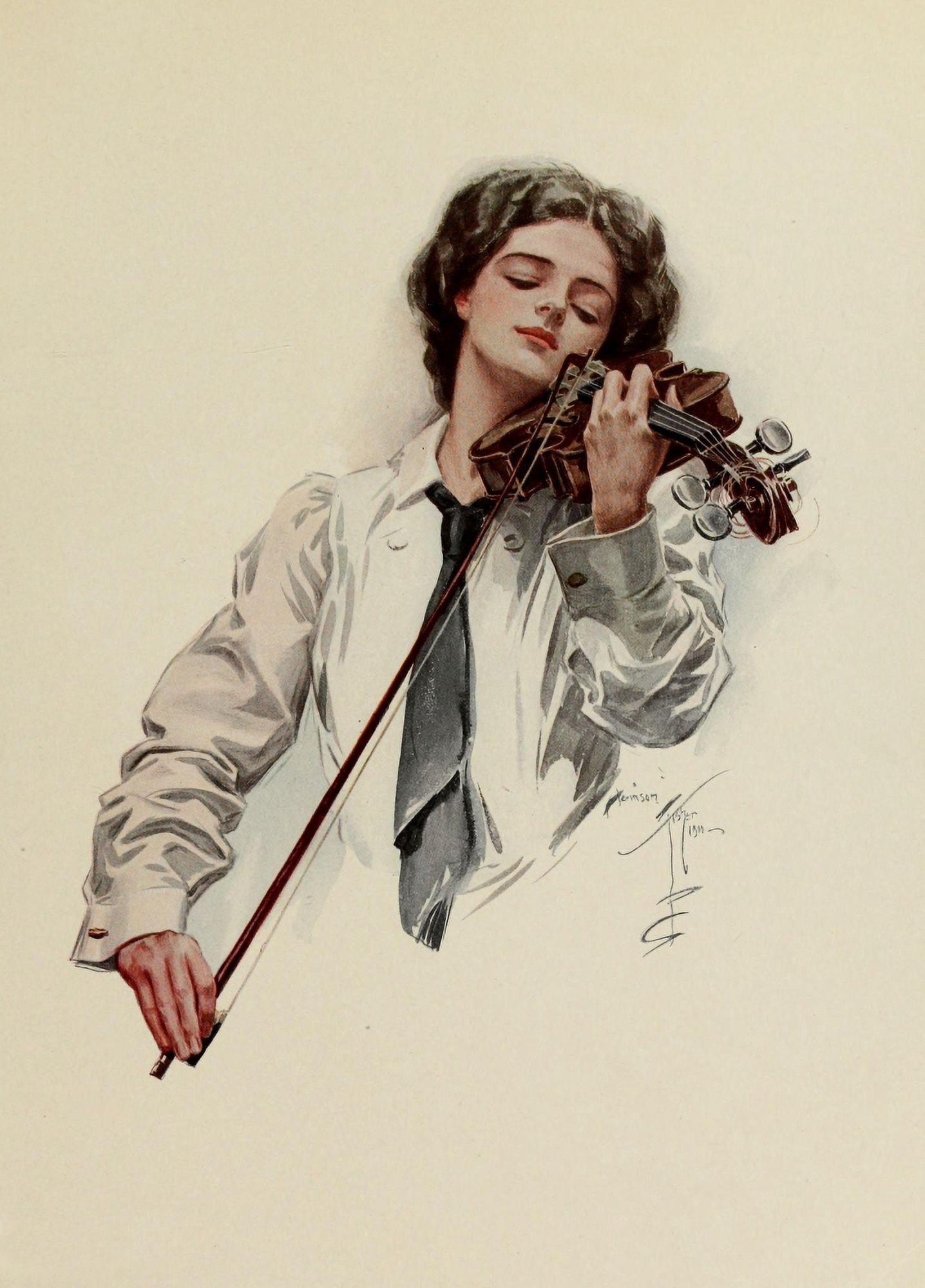 Fair Americans 1911 The Violinist Canvas Art - Harrison Fisher (24 x 36)