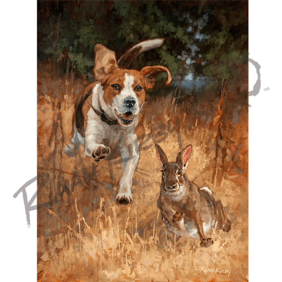 "Fair Chase" Beagle Hunting Rabbit Canvas Art Print