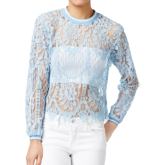 Fair Child Womens Bishop-Sleeve Knit Blouse, Blue, Large