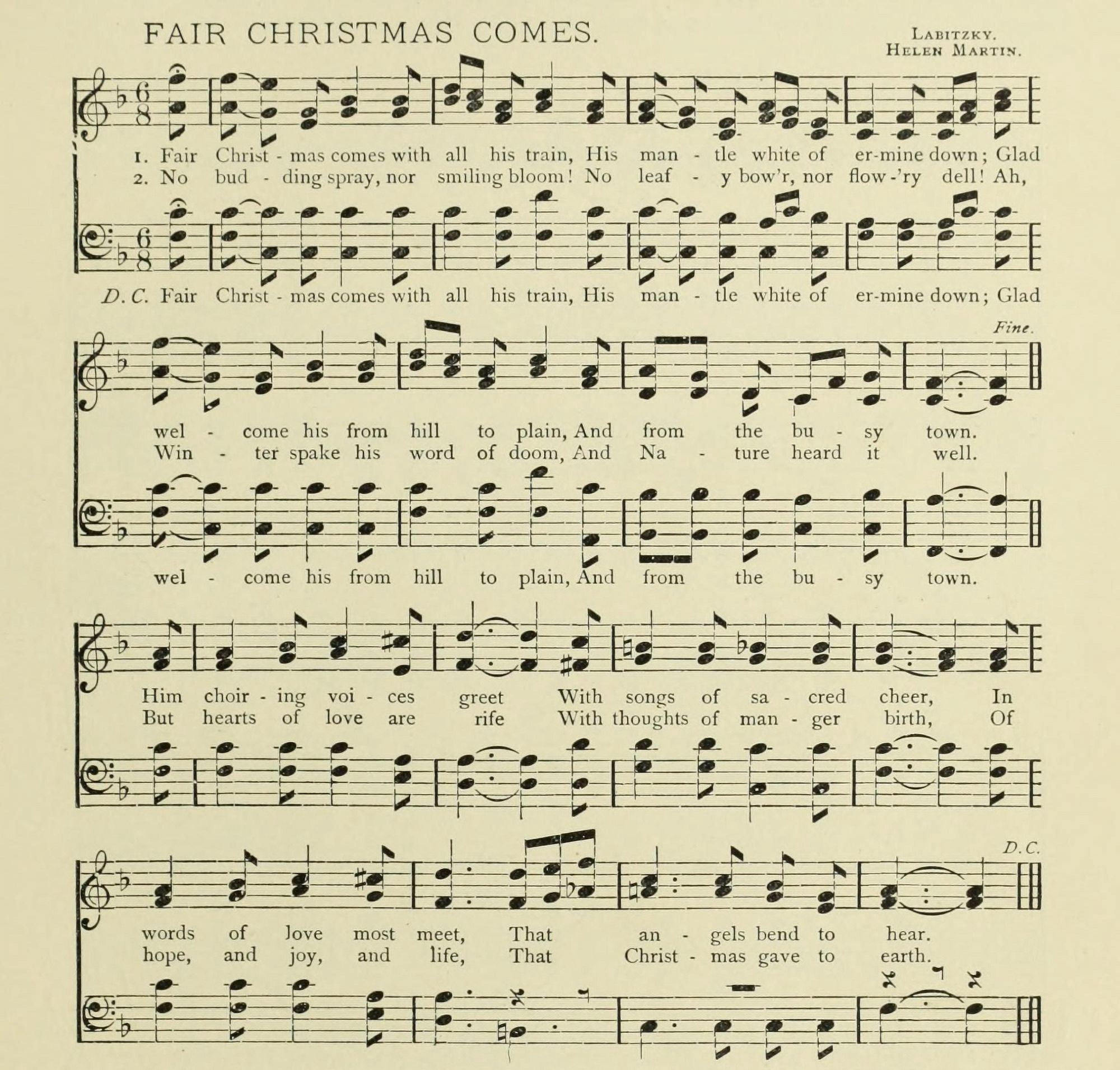 Fair Christmas Comes Christmas in Song 1891 Canvas Art -  (18 x 24)